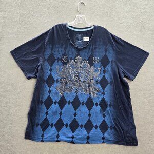 VINTAGE LL Cool‎ J Men Shirt 2XL Blue Argyle Graphic Grunge Streetwear Y2K Tee